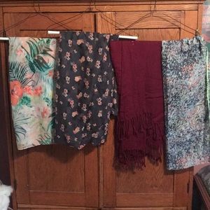 Four scarves, two blanket and two infinity